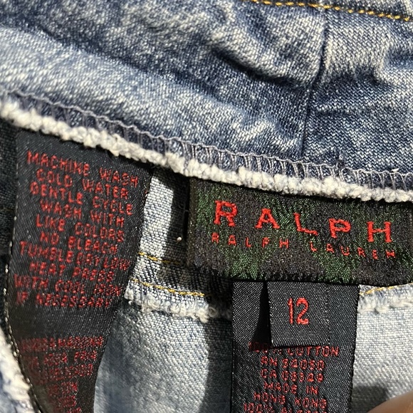 Vintage Y2K Ralph Lauren Denim Jeans Split Frayed Hem Mini Skirt size 12 - Picture 4 of 5